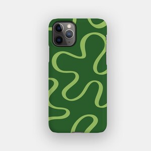 Green Swirls Phone Case - Swirl Line Abstract iPhone 16 Case | For iPhone 16, iPhone 15, iPhone 14, iPhone 13 - MagSafe Option