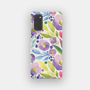Bold Violet Floral Phone Case | Watercolour Flower Tough Case | Fits Samsung Galaxy S25, S24 Ultra, S23, S22 Plus, S21, S20