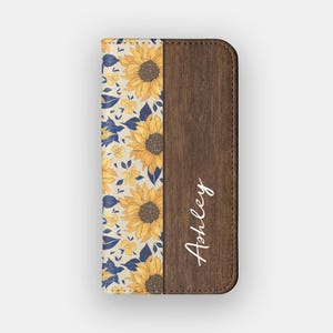 Sonnenblumen Feld Floral Geldbörse Hülle | Hübsches Blumen-Kunstleder-Folio | Passend für iPhone 16, 15, 14, 13, Samsung Galaxy S25, S24, S23, S22