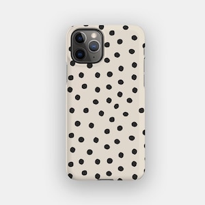 Funda para iPhone 17, 16, 15 y 14 con diseño abstracto de puntos color crema. Opción MagSafe.
