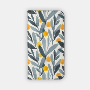 MUSTARD SHOOT Wallet Phone Case | For iPhone 15, iPhone 14, iPhone 13, 12, 11, Samsung S23, Samsung S22, S21, S10 | Flower Flip Case