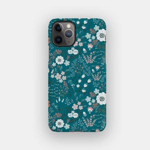 Teal Scattering Phone Case - Delicate Watercolour Floral iPhone 17 Case | Also for iPhone 16, 15 Pro, 14, 13, 12 - MagSafe Option