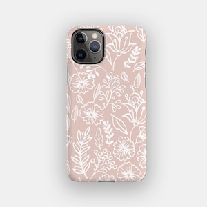 de portable Blushing Stems - Coque pour iPhone 16 à fleurs rose | Aussi pour iPhone 16e, 15 Pro, 14, 13, 12 - Option MagSafe
