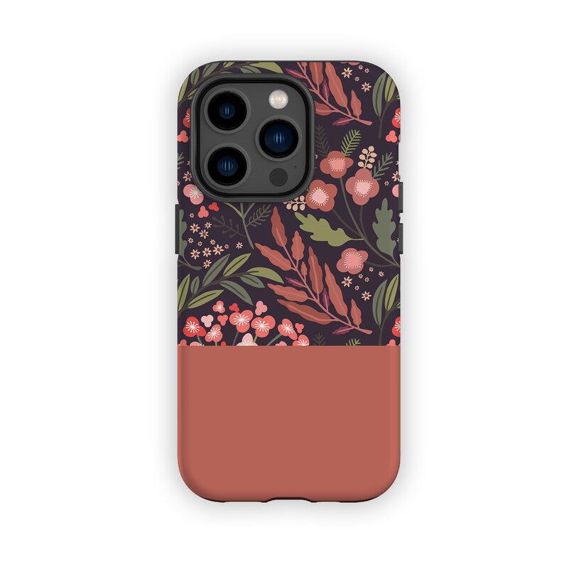 ROSE FOREST iPhone Case Floral and Block Terracotta Design for your Apple iPhone 15 14 13 12 11 Floral Protective iPhone Case image 2