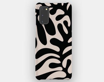 ブラックグロース抽象花柄スマホケース（Samsung Galaxy S26、S25、S24、S23、S22対応）