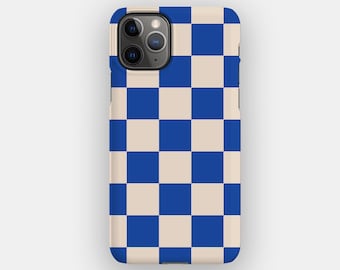 Blue Checks Abstract Phone Case for Apple iPhone 17, 16, 15, 14. MagSafe Option