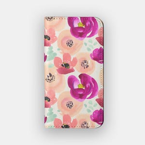 Etui portfelowe Bold Peace Floral | Folio do przechowywania kart z akwarelowymi kwiatami | Pasuje do iPhone&#39;a 16, 15, 14, 13, Samsunga Galaxy S25, S24, S23, S22