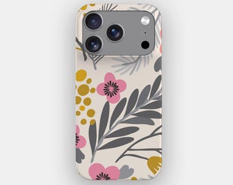 Telefoonhoesje met bloemenprint en pollenmotief in aquarel voor iPhone 17, Air, 16, 15, 14, 13