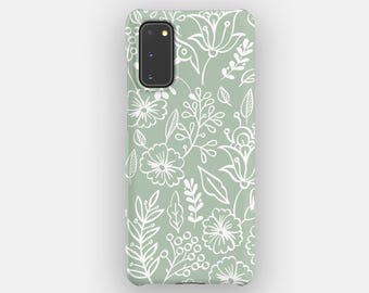 Sage Stems Floral Phone Case for Samsung Galaxy S26, S25, S24, S23. Tough Option