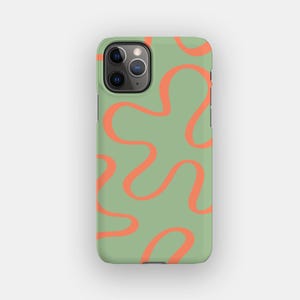 Green Swirls Phone Case - Swirl Line Abstract iPhone 16 Case | For iPhone 16, iPhone 15, iPhone 14, iPhone 13 - MagSafe Option