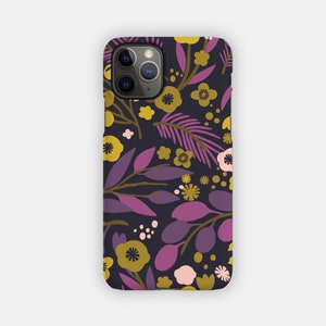 BERRY BRANCH iPhone Case - Purple Floral Design for your Apple iPhone 15 14 13 12 11 - Flowery Protective iPhone Case