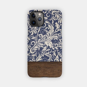 DARK SWISH iPhone Case - Blue Baroque and Wood Design for your Apple iPhone 15 14 13 12 11 - Aesthetic Durable iPhone Case