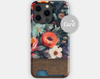 TABLE BLOOM Card Holder Case | For Galaxy S22, Galaxy S21, iPhone 15, iPhone 14, iPhone 13 | Vibrant Card Phone Case