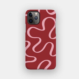 Red Swirls Phone Case - Swirl Line Abstract iPhone 16 Case | For iPhone 16, iPhone 15, iPhone 14, iPhone 13 - MagSafe Option