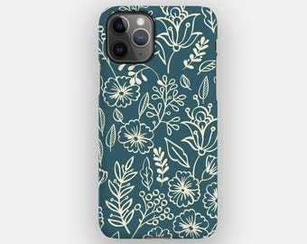 Teal Stems Floral Phone Case for Apple iPhone 17, 16, 15, 14. MagSafe Option