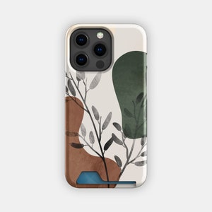 Custodia porta carte con motivo floreale Autumn Views / Custodia porta carte con motivo floreale astratto / Compatibile con iPhone 16, 15 Pro Max, 14, 13, Samsung Galaxy S22, S21 Plus