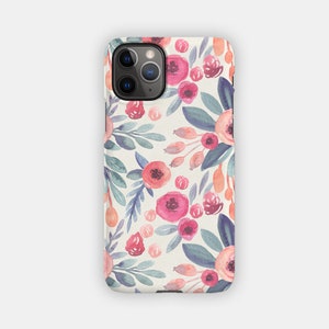 AUTUMN BLOSSOM iPhone Case - Pastel Pink Floral Design for your Apple iPhone 15 14 13 12 11 - Floral Tough iPhone Case