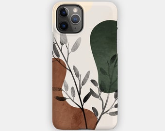 AUTUMN VIEWS iPhone Case - Green and Brown Floral Design for your Apple iPhone 15 14 13 12 11 - Elegant Tough iPhone Case