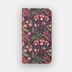 Rose Forest Floral Wallet Case | Aesthetic Flower Protective Folio | Fits iPhone 16, 15, 14, 13, Samsung Galaxy S25, S24, S23, S22