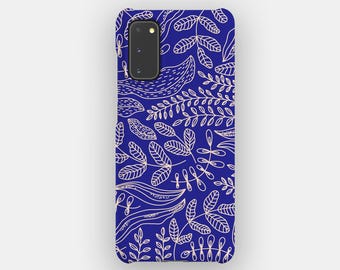Delikatne niebieskie etui z motywem kwiatowym w stylu vintage do telefonów Samsung Galaxy S26, S25, S24, S23, S22