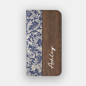 Etui portfelowe Dark Swish Floral | Folio do przechowywania kart w stylu barokowym | Pasuje do iPhone&#39;a 16, 15, 14, 13, Samsunga Galaxy S25, S24, S23, S22