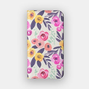 Mixed Bunch Blumen Brieftasche Fall | Pastel Flower Kartenaufbewahrungs-Folio | Passend für iPhone 16, 15, 14, 13, Samsung Galaxy S25, S24, S23, S22