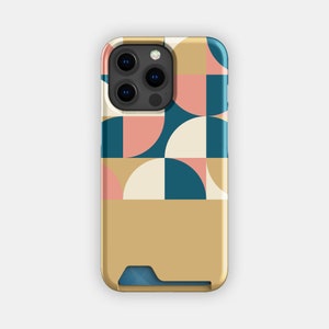 Estuche para tarjetas con diseño retro de madreselva / Estuche para tarjetas abstracto / Compatible con iPhone 16, 15 Pro Max, 14, 13, Samsung Galaxy S22, S21 Plus