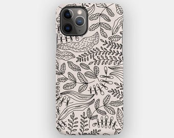 Delicate Black Floral Phone Case for Apple iPhone 17, 16, 15, 14. MagSafe Option