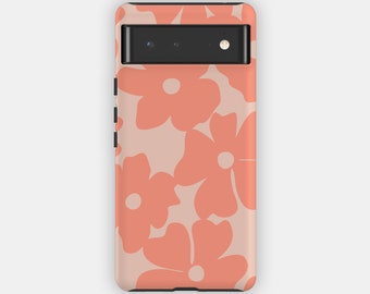 BOLD BLOOMS Phone Case - Peach Floral Design for your Google Pixel 8 Pixel 8 Pro 7 6 5 - Aesthetic Premium Phone Case