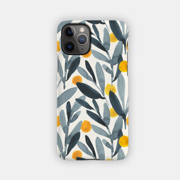 MUSTARD SHOOT iPhone Case - Yellow Berry Floral Design for your Apple iPhone 15 14 13 12 11 - Botanical Durable iPhone Case