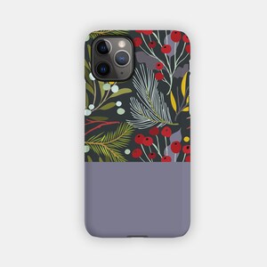 AUTUMN FOREST iPhone Case - Floral and Block Mauve Design for your Apple iPhone 15 14 13 12 11 - Flowery Premium iPhone Case