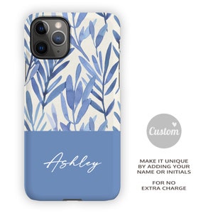 SKY STEMS iPhone Case Floral and Block Powder Blue Design for your Apple iPhone 15 14 13 12 11 Flowery Protective iPhone Case image 3