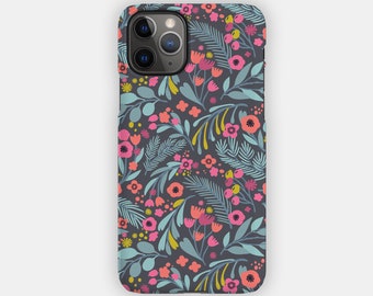 FOREST FLOWER iPhone Case - Pink and Blue Floral Design for your Apple iPhone 15 14 13 12 11 - Floral Tough iPhone Case