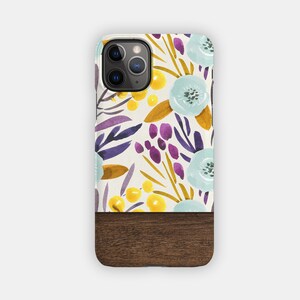 SHINING BRIGHT iPhone Case - Vibrant Floral and Wood Design for your Apple iPhone 15 14 13 12 11 - Botanical Durable iPhone Case