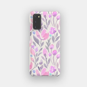 Violet Stems Floral Phone Case | Flower Watercolour Tough Case | Fits Samsung Galaxy S25, S24 Ultra, S23, S22 Plus, S21, S20