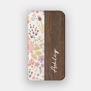 Etui portfelowe Dainty Drift Floral | Etui ze skóry ekologicznej Bold Flower | Pasuje do iPhone&#39;a 16, 15, 14, 13, Samsunga Galaxy S25, S24, S23, S22
