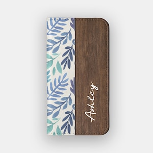 Frische Blätter Floral Hülle | Aquarell Blumen Karte Aufbewahrungsfolie | Passend für iPhone 16, 15, 14, 13, Samsung Galaxy S25, S24, S23, S22