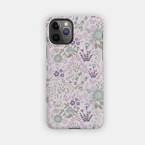 LILAC SCATTERING iPhone Case - Mauve Flowery Design for your Apple iPhone 15 14 13 12 11 - Flowery Durable iPhone Case