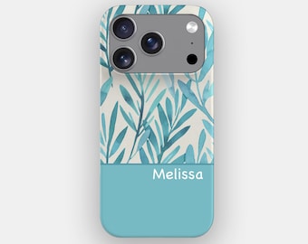 Emerald Leaves Pastel Floral Phone Case | for iPhone 17 Pro Max, 16, 15, 14, Samsung S26 Ultra, S25, S24, S23, Pixel 10 Pro, 9, 8