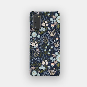 Custodia per telefono con motivo a dispersione blu navy: per Samsung S25 FE, S24, S23, S22. Floreale acquerello chiaro