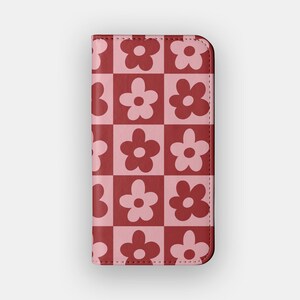 Rosa Blütenblätter Floral Brieftasche Hülle | Kühnes Veganes Leder Folio | Passend für iPhone 16, 15, 14, 13, Samsung Galaxy S25, S24, S23, S22