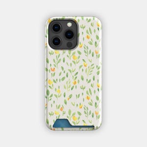 Sunshine Samen Blumen Kartenhalter | Aquarell Blumen Kartenetui | Passend für iPhone 16, 15 Pro Max, 14, 13, Samsung Galaxy S22, S21 Plus