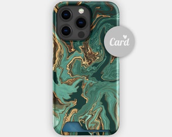 EMERALD RIVER Card Holder Case | For Galaxy S22, Galaxy S21, iPhone 15, iPhone 14, iPhone 13 | Retro Card Phone Case