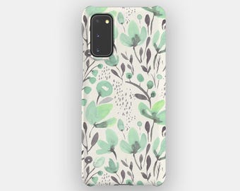 Fresh Mint Floral Phone Case for Samsung Galaxy S26, S25, S24, S23. Tough Option