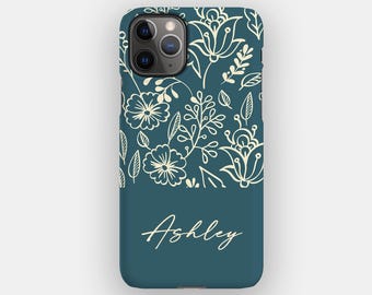 Teal Stems Floral Phone Case for Apple iPhone 17, 16, 15, 14. MagSafe Option