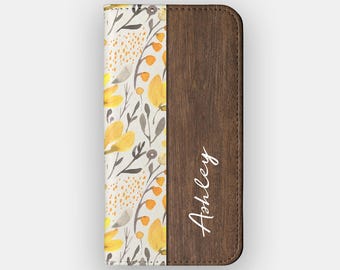 Yellow Meadows Floral Watercolour Wallet Case for Samsung S26, S25, S24, iPhone 18, 17