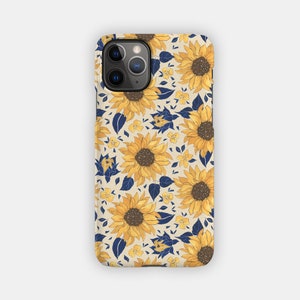 SUNFLOWER FIELD iPhone Case - Yellow and Blue Floral Design for your Apple iPhone 15 14 13 12 11 - Floral Durable iPhone Case