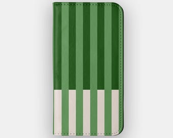 Capa carteira para celular com estampa abstrata de linhas de gramado e listras, compatível com Samsung S26, S25, S24 e iPhone 17.