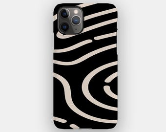 Black Lines Abstract Phone Case for Apple iPhone 17, 16, 15, 14. MagSafe Option