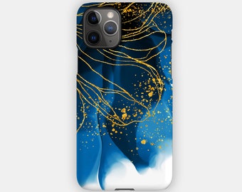 BLUE GOLD iPhone Case - Blue and Gold Design for your Apple iPhone 15 14 13 12 11 - Cute Durable iPhone Case